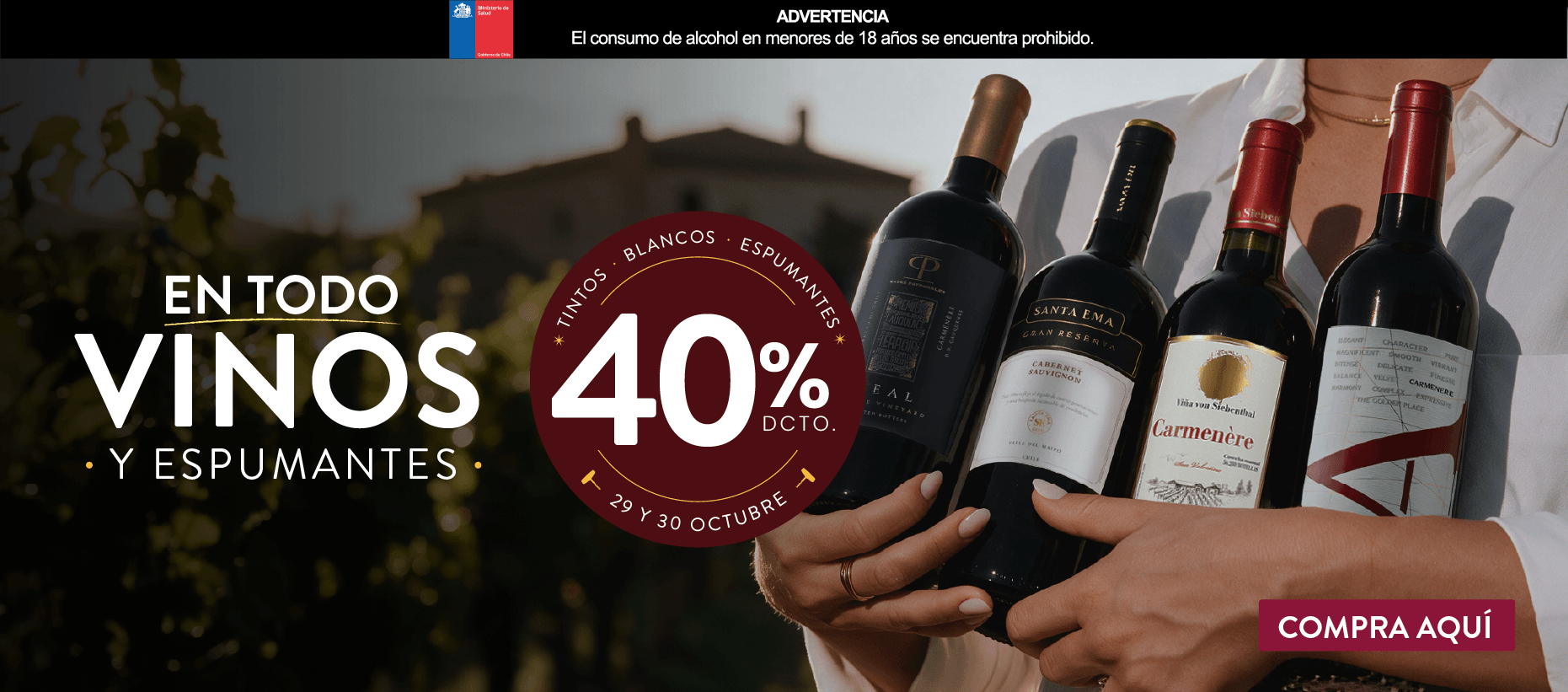 40% DCTO. EN VINOS Y ESPUMANTES